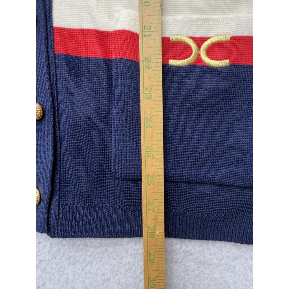 Tricoville Cardigan Sweater Womens 10 Multicolor Stripe Gold Buttons Pockets - Picture 13 of 14